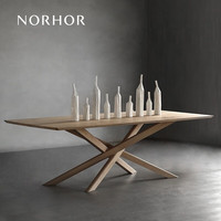 NORHOR北欧表情Ethnicraft/MIKA餐桌/实木会议桌工作台 2.4米 本色款 