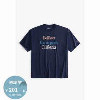 HOLLISTER24夏美式洛杉矶加州字母短袖T恤男女KI323-4052 蓝色 M (180/100A)