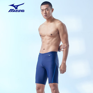 美津浓（MIZUNO）泳裤男五分泳裤三件套男近视泳镜泳裤游泳裤男速干游泳装备 泳裤-藏青色 L