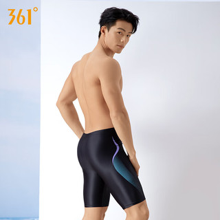 361°游泳裤男士泳镜泳帽套装舒适防尴尬五分平角速干温泉专业训练装备 科幻黑三件套 XL(体重:65-75kg)