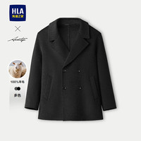 HLA海澜之家大衣男24新轻商务经典系列纯羊毛保暖外套冬HWDAW4W001A 黑色02 175/92A L137~150斤