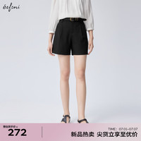 伊芙丽（eifini）伊芙丽简约高级感通勤百搭基础直筒短裤女2024夏装纯色裤子 黑色 160/64A/M