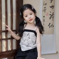 LUSON 女宝宝背心吊带新中式夏季薄款2024新款儿童国风上衣