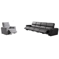 CHEERS 芝华仕 30138 真皮电动多功能沙发 四人位+单人位 熔岩黑+千鸟格