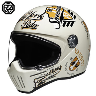 ORZ 复古摩托车头盔男女巡航全盔幽灵骑士个性四季可装蓝牙3C认证 乳白/邮轮（3C款） XXL