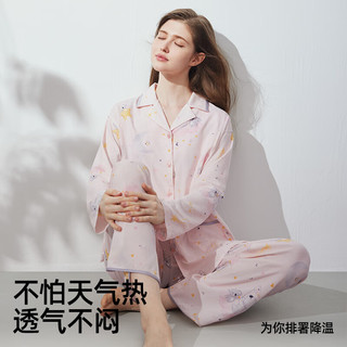 婧麒（JOYNCLEON）【自清凉】月子服夏季薄款产后睡衣夏季纱罗哺乳家居服 考拉游记【粉】竹节纱罗· M（体重90-120斤）