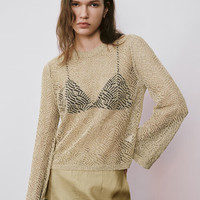 URBAN REVIVO 女士时尚慵懒休闲感镂空织针织衫 UWH940061