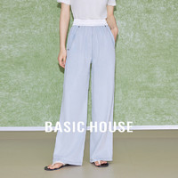 百家好（Basic House）天丝牛仔裤垂感高腰阔腿裤B0624B5C912 浅蓝色 M