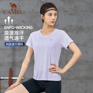 骆驼速干T恤女2024夏季女士圆领透气体恤跑步运动短袖