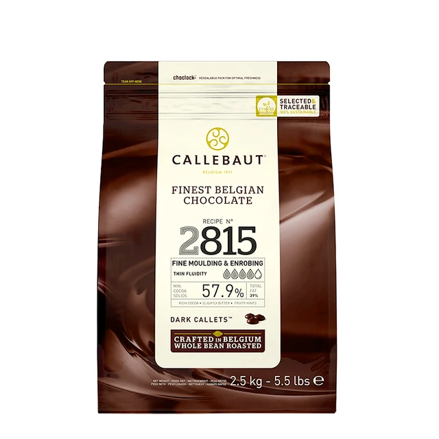嘉利宝比利时57.9%烘焙黑巧克力豆纯可可脂抛光淋面2.5kg