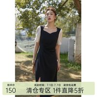 独束大码微胖mm法式复古连衣裙女2022夏新长短款收腰裙子22DS2301