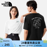 北面（The North Face）短袖T恤男女同款小熊帐篷露营宽松透气休闲半袖24春夏|8CST FN4/雪峰白 XS/160