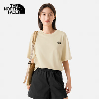 北面（The North Face）短袖T恤男女同款小熊帐篷露营宽松透气休闲半袖24春夏|8CST 3X4/砾石沙 M/170