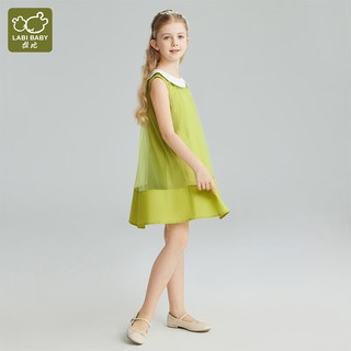 拉比（Labi Baby）童装女童连衣裙儿童洋气娃娃领无袖款公主裙中大童裙子 绿色 130 