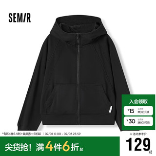 森马（Semir）外套女短款插肩袖宽松时尚字母百搭秋季女生连帽夹克101523108040 黑色90001 XXL