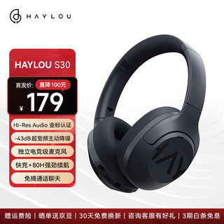 HAYLOU 嘿喽 S30 耳罩式头戴式动圈主动降噪蓝牙耳机 深海蓝