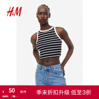 H&M女装背心吊带内搭夏季热辣欧美多巴胺女孩穿搭1049251 黑色/白色条纹 170/116