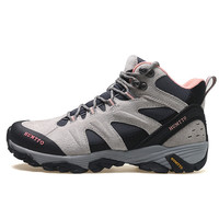 悍途（Humtto）减震舒适登山鞋户外防滑耐磨徒步鞋秋冬户外防撞旅游爬山鞋 浅灰/浅粉色女 37