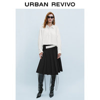 URBAN REVIVO 女士新款时尚简约设计感长袖开襟衬衫 UWJ240033 本白 S