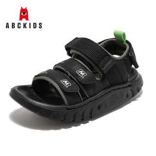 ABC KIDS童鞋儿童凉鞋2024夏季防滑露趾透气男童休闲沙滩鞋 黑绿色 29码 内长约18.7cm