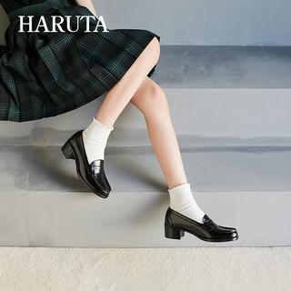 Haruta4603日系百搭正统中跟粗跟学院小皮鞋JK制服鞋乐福鞋女