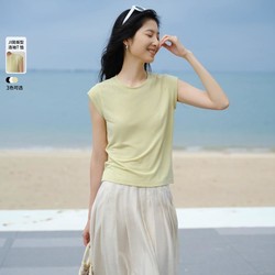 YIGUE 亦谷 極簡風百搭連袖短款短袖女t恤高級感夏季