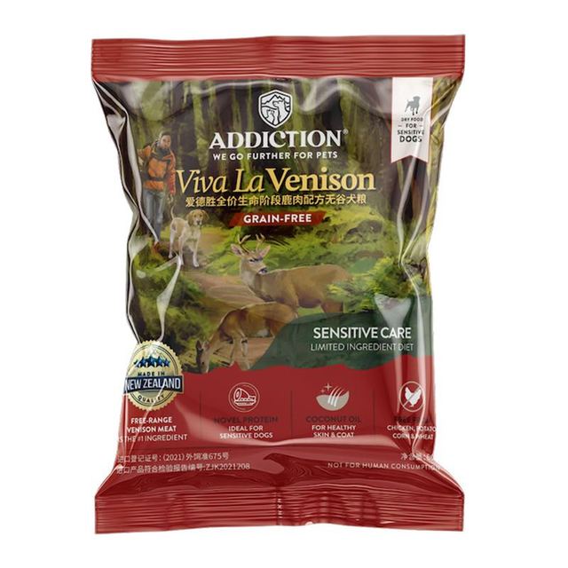 Addiction 爱德胜 新西兰进口无谷鹿肉犬粮试吃包60g*1袋