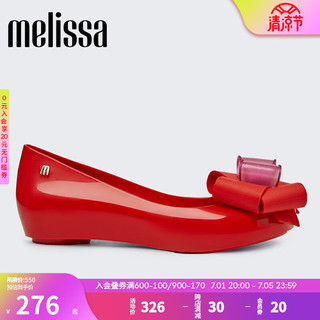 melissa 梅丽莎）新品蝴蝶结鱼嘴低跟时尚通勤女士时装单鞋33551 红色 36 35/36