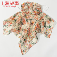 上海故事上海故事遮脸真丝挂耳口罩面纱巾女春夏季护颈防晒面罩桑蚕丝丝巾 黄色