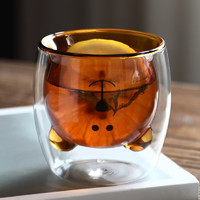 爱普登 猫爪杯网红小熊高硼硅创意玻璃杯送人双层咖啡杯礼品男女生生日 小熊杯（琥珀色）250ML