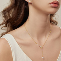 ARSIS 纯银纯真年代微笑Y字链气质精致设计感锁骨链珍珠项链925银