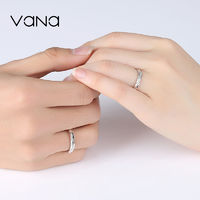 Vana 莫比乌斯素圈925银戒指情侣气质简约男女对戒开口可调节戒指