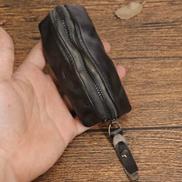 Geremen锁匙包男士多功能钥匙包女士汽车复古头层牛皮拉链遥控休闲SG776 黑色