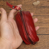 Geremen锁匙包男士多功能钥匙包女士汽车复古头层牛皮拉链遥控休闲SG776 酒红色