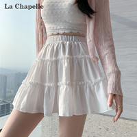 88VIP：La Chapelle 白色高腰半身裙女夏季2024年新款a字蓬蓬短裙小个子裙子