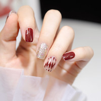 花里草涧 新年款半烤凝胶指甲贴UV半固化美甲贴光疗防水持久NJ