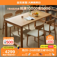 全友家居纯实木餐桌椅子组合套装家用客厅一桌四椅长方形吃饭桌DW8057 1.6米餐桌A+59软包餐椅A1*4