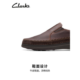 Clarks其乐男鞋春夏舒适透气一脚蹬革休闲皮鞋婚鞋 深棕色261685588 41.5