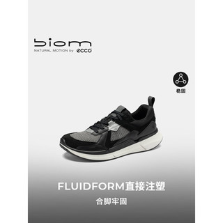 ecco 爱步 BIOM2.2 男士轻量透气跑鞋休闲 830774 黑色/铁灰色 46