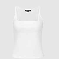 URBAN REVIVO 女士简约纯色修身舒适弹力吊带背心 UWJ440066 本白 L