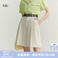 范思蓝恩22FS2585经典通勤西装五分裤短裤女夏季薄款高腰宽松显瘦 浅滩米 M