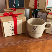 海伊朵可爱小众卡通小狗咖啡杯温柔奶咖秋冬马克杯陶瓷杯杯新年 温柔奶咖