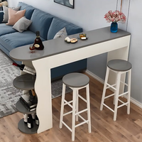原立小户型家用吧台隔断柜客厅餐桌酒柜简约现代靠墙桌子简易小吧台桌 白色配灰色 长120*宽30*高100+2凳