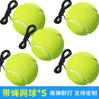 边界线网球训练器单人带线网球回弹带绳固定练习器单打用球弹力绳 高弹耐打网球【5个装】带线球