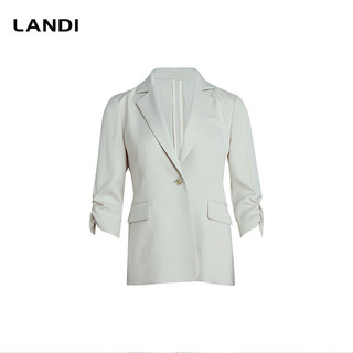蓝地（LANDI）LANDI通勤气质设计感七分袖西装外套上衣女2024春夏 清冰蓝 L