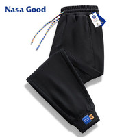 NASA GOOD卫裤男夏季潮牌港风哈伦束脚宽松运动青年休闲九分长裤子 黑2XL 黑色