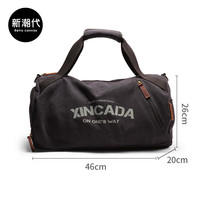 新潮代旅行包男手提帆布大容量单肩斜挎包出差行李包运动干湿分离包 3049蓝黑色【带独立鞋仓】