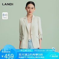 蓝地（LANDI）LANDI通勤气质设计感七分袖西装外套上衣女2024春夏 轻果绿 M