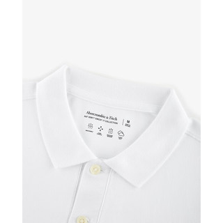 ABERCROMBIE & FITCH男装 24夏季百搭时尚纯色通勤短袖POLO衫短袖KI124-4518 白色 XL 180/116A