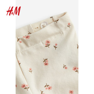 H&M童装女婴套装2件式长袖牛仔上衣印花打底裤1162770 牛仔蓝/花卉 100/56